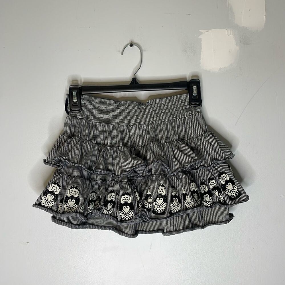 PAPER WINGS Black and White Striped Patterned Nesting Dolls Tiered Skirt Size 5